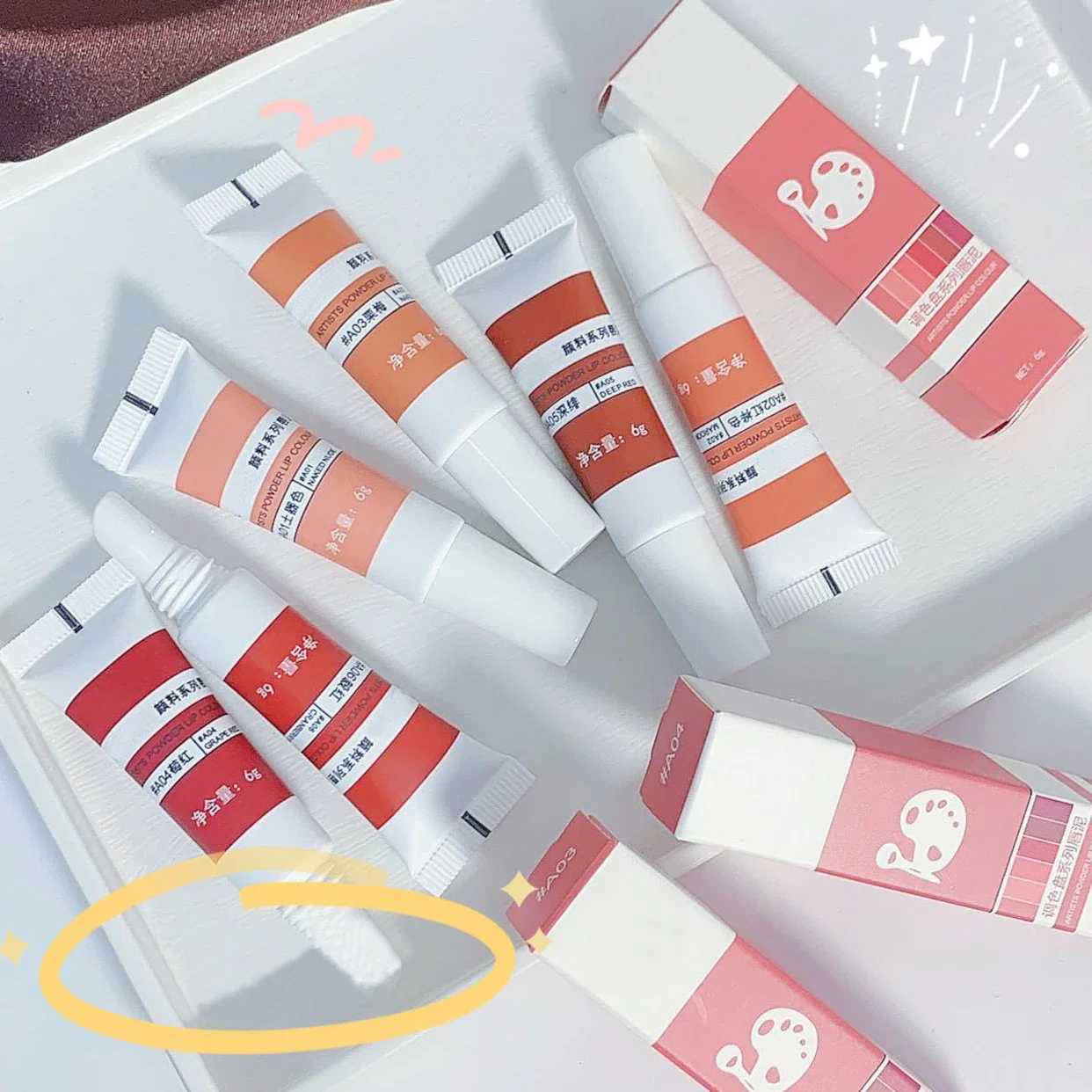 Lip Gloss Moisturizing Lip Tint Mud 6 Colors Lips Makeup Lipstick Long Lasting Lip Glaze Creative Cosmetics Waterproof XJ250623