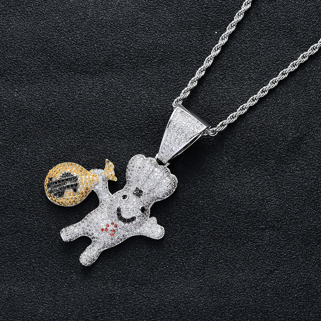 Luxury Moissanite Pendant Plush Doll Pendant Inlaid Diamonds Hip Hop Jewelry Pass the diamond tester
