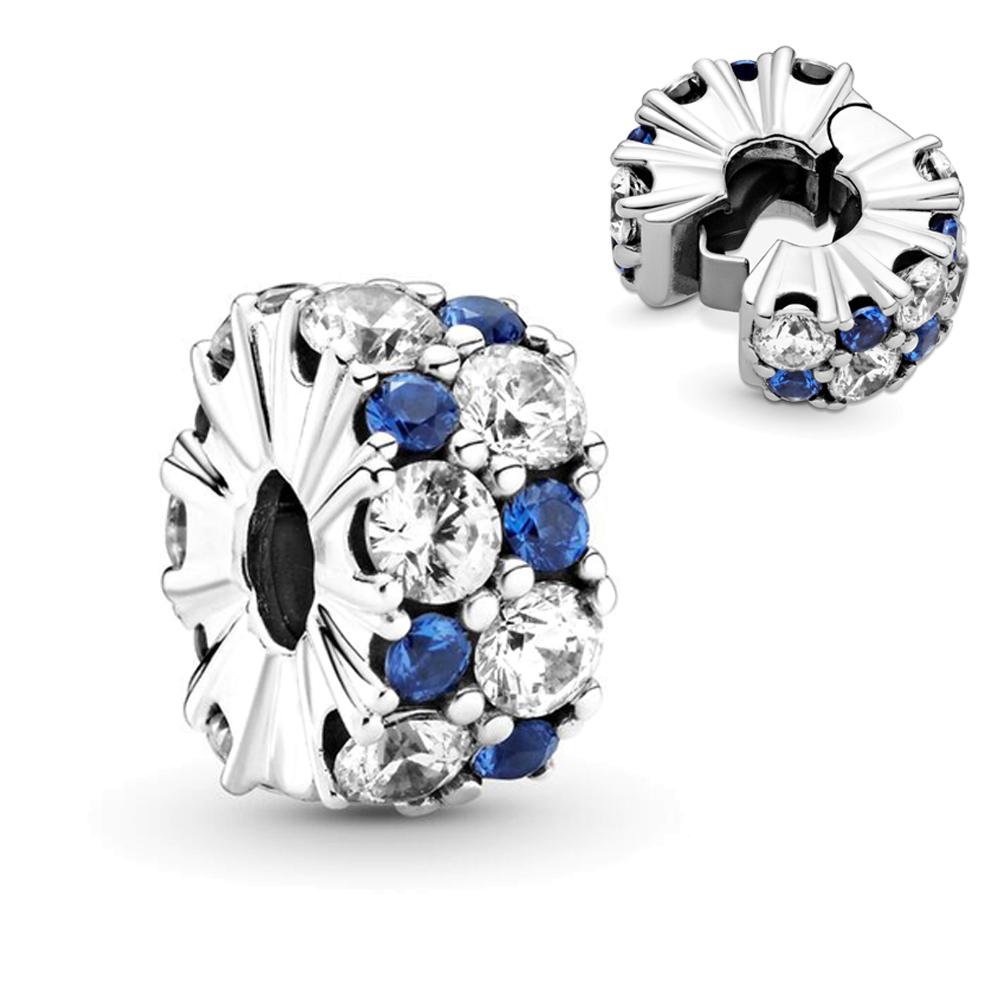 FewDook Fashion Silver Color Colorful Zircon Feather Starfish Shell Separator Charms Beads Fit Pan Original Bracelet Fine DIY Women Jewelry