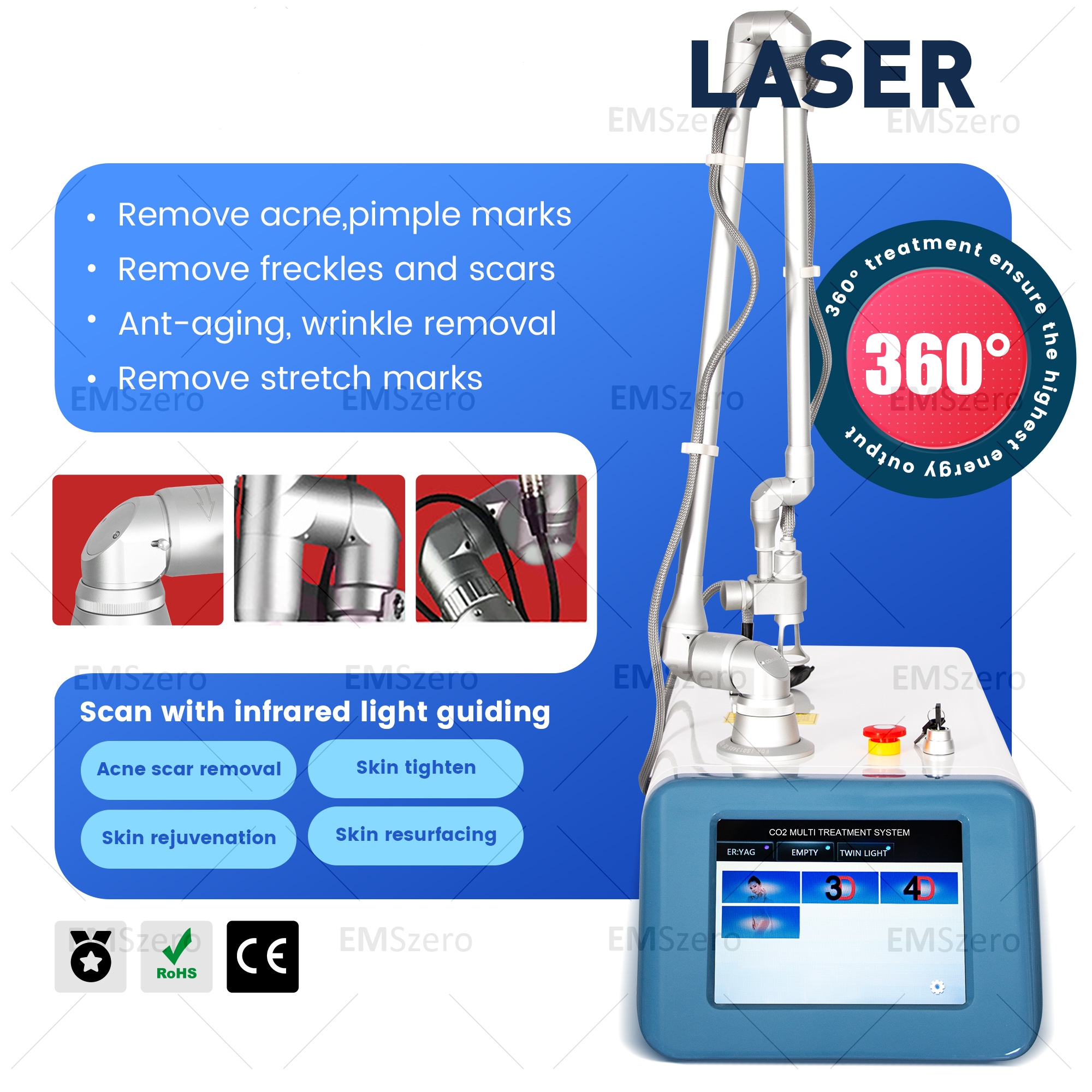10600nm CO2 Fractional Laser Skin Resurfacing Machine Wrinkle Removal Vaginal Rejuvenation Beauty Equipment Beauty Salon Use