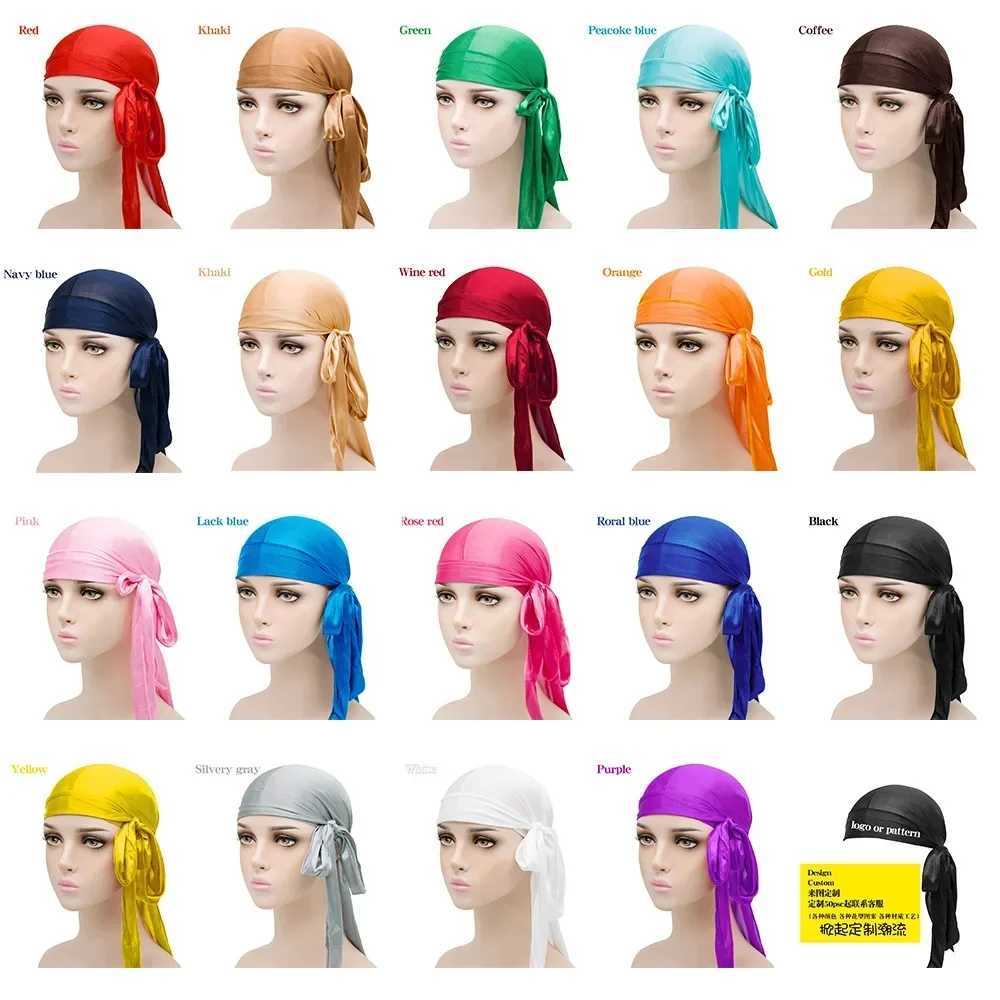 Elasticity Baotou Cap Hair Bands Simulation Silky Durag Long Tail Pirate Hat Headband Turban for Children Kid Ribbon Accessories M250623
