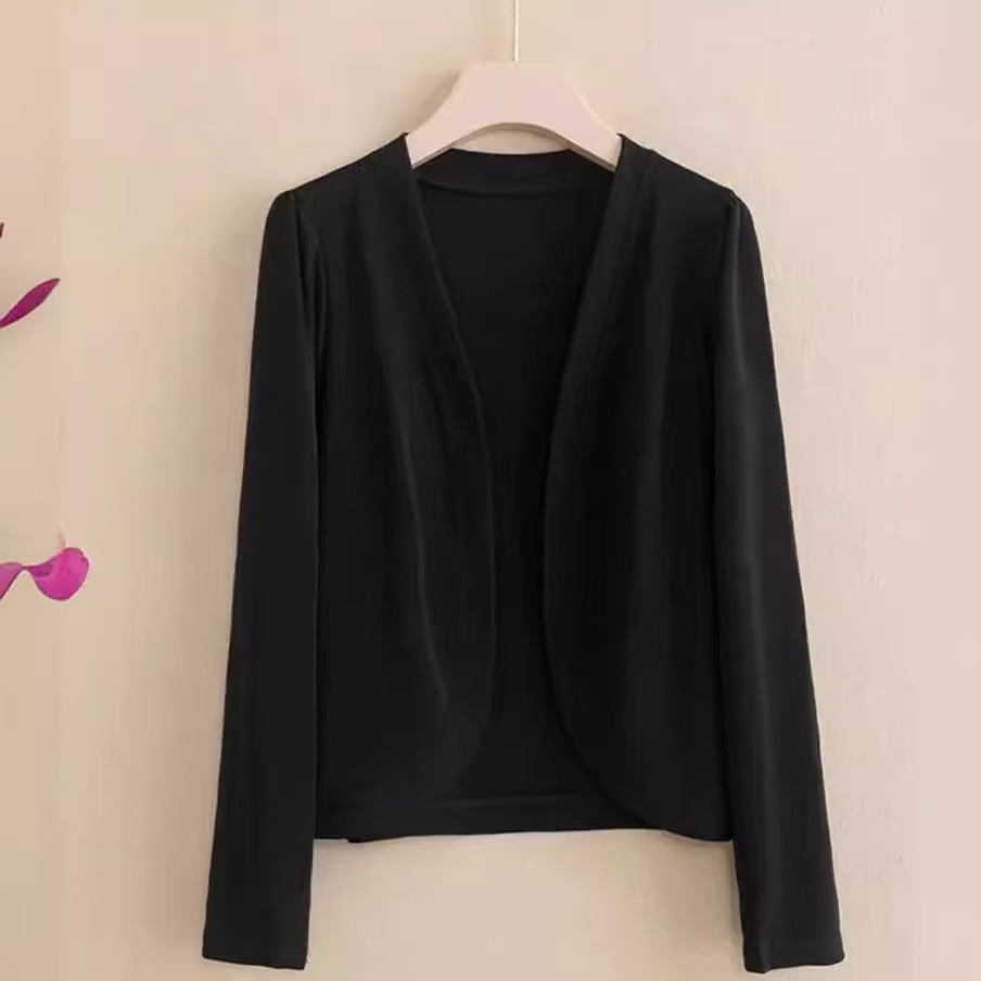 K1109 Summer new style women's long-sleeved solid color ice silk cardigan with shawl to protect against the sun, fashionable and versatile, slim 