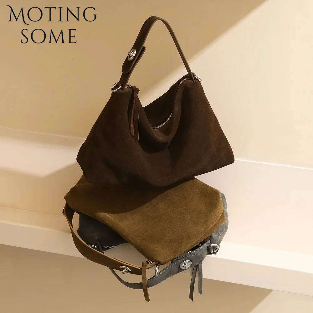 Motingsome Top Quality Suede Woman Crossbody Pillow Niche Lady Literary Shoulder Bag Matte Cowhide Commuting 2024 New