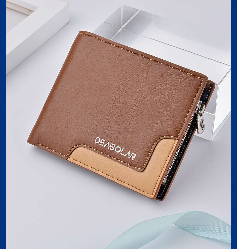 2021 Fashion Men's Personality Soft Leather Wallet Short Style Multi-Card Slot Large Capacity Coin Purse