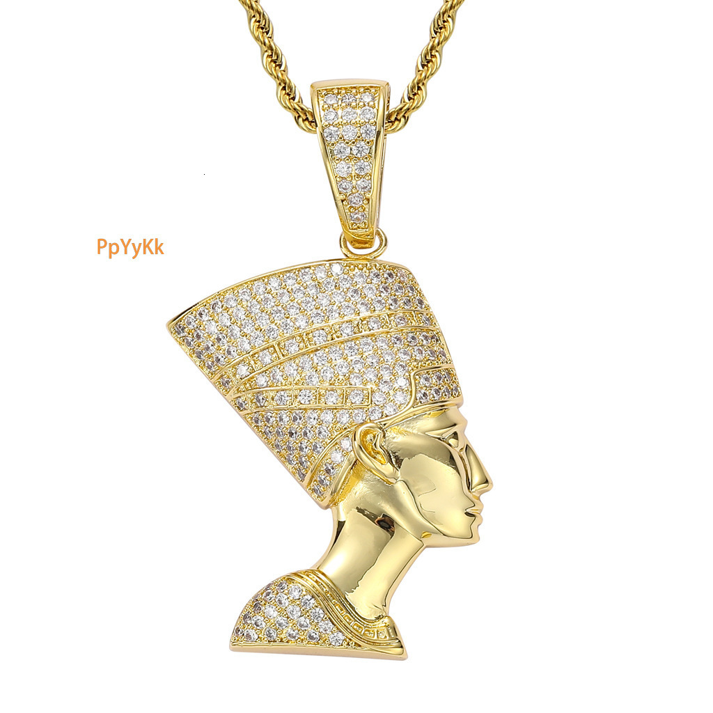 Luxury 3D Abstract Moissanite Pharaoh Head Iced Out Bling Egyptian Hip Hop Trendy Versatile Statement Accessory Pass the diamond tester
