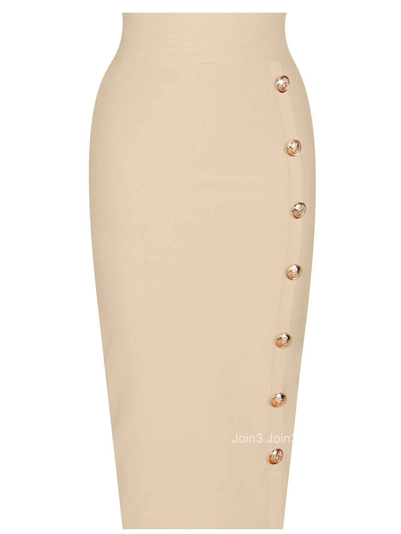 Chic Knitting Bandage Skirt with Metal ButtonsSimple Formal ClothingFashionable Costume for Office Lady5 ColorsAutumnNew
