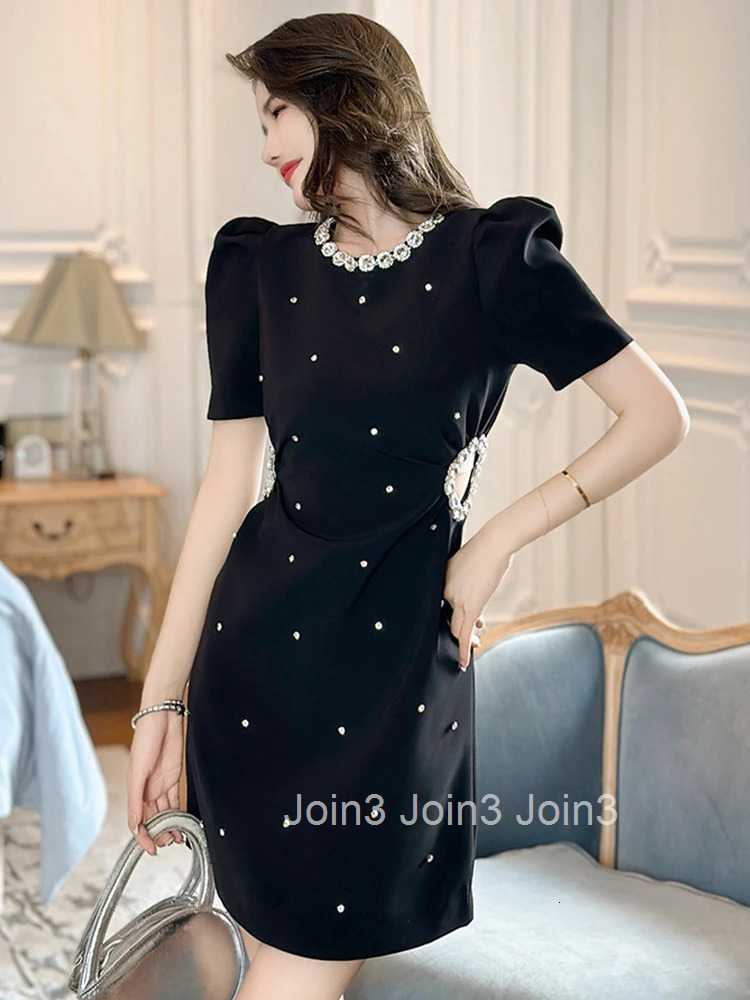 Summer Black Chic Short Evening Dress Women Clothing Elegant Pretty Sparkly Sexy Hollow Slim Mini Party Club Prom Mujer Vestidos