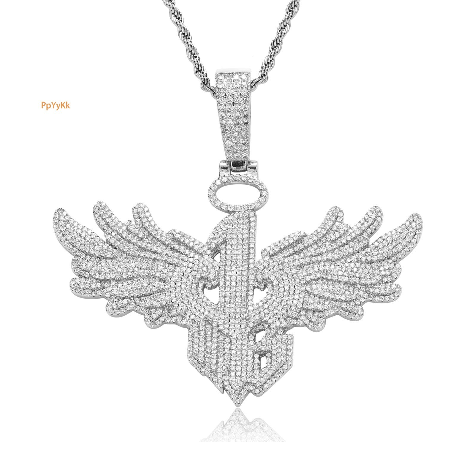 New Style Hip Hop Wing Number 1 Large Size Ice Out Bling Moissanite Trendy Labubu Accessory Necklace Pass the diamond tester