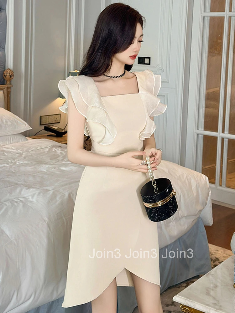 Summer Fashion Sweet Solid Irregular Dress Women Clothes Elegant Sexy Square Collar Slim Mini A-Line Party Prom Vestidos Fiesta