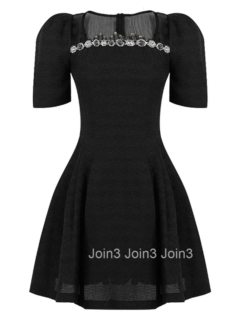 Elegant Luxury Black Evening Dress Women Clothes Summer Sweet Vintage Puff Sleeve Slim Mini Short Party Club Prom Vestido Fiesta