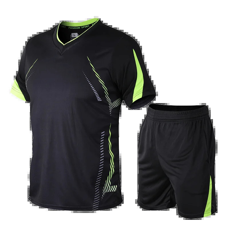 Ice silk quick drying sportswear mens summer casual shorts set mens trendy breathable sports running and fitness T-shirt 250617