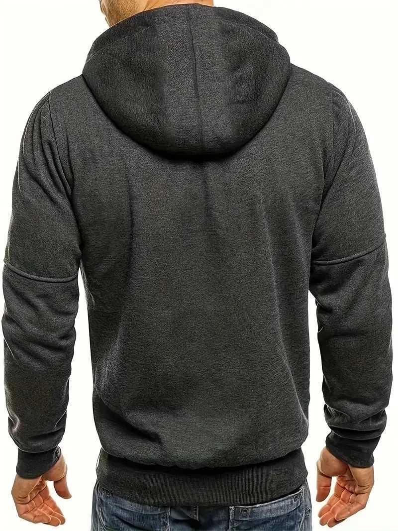 Fashion solid color mens hooded jacket casual long sleeve hoodie with zipper gym sports hooded jacket spring and autumn style W250623
