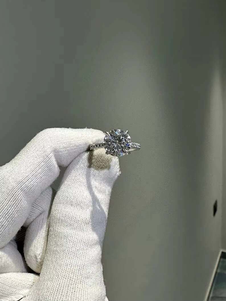 Natural Moissanite Diamond 14K Gold Ring Moissanite Diamond Helo 14K Solid Gold Ring Woman Engagement Gift