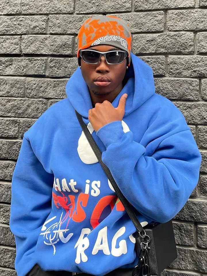 Hip hop long sleeved pocket mens and womens streetwear Harajuku aesthetics Y2K womens hoodie letter print punk loose 2000s 250617