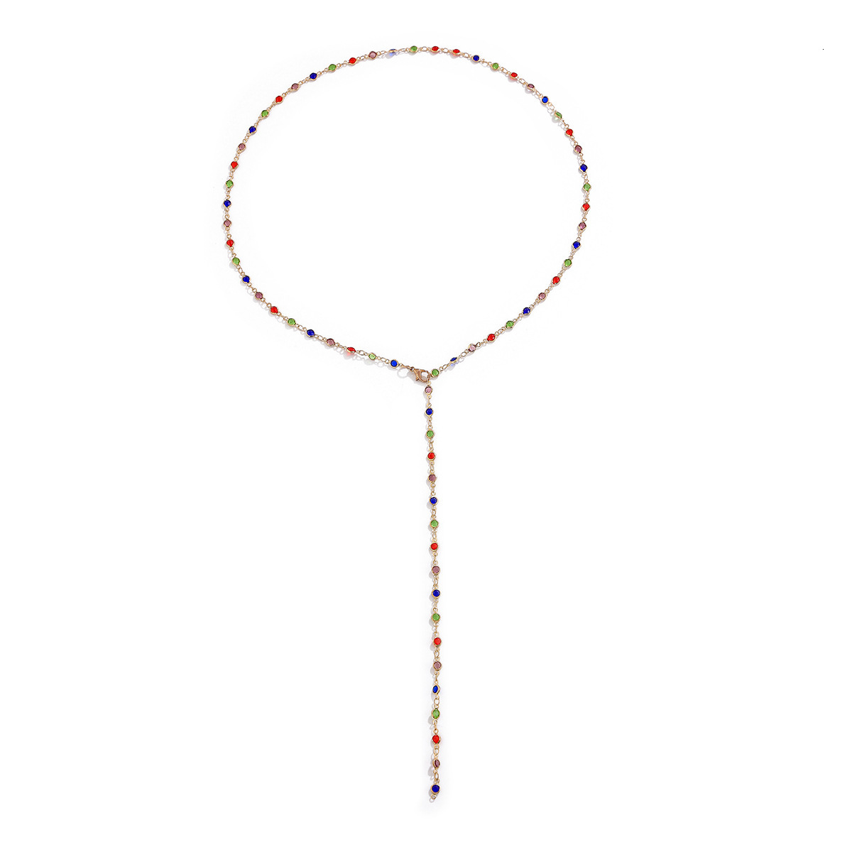 Jewelry Minimalist Style Thin Chain Metal Elegant Long Y-shaped Tassel Rhinestone Necklace for Women