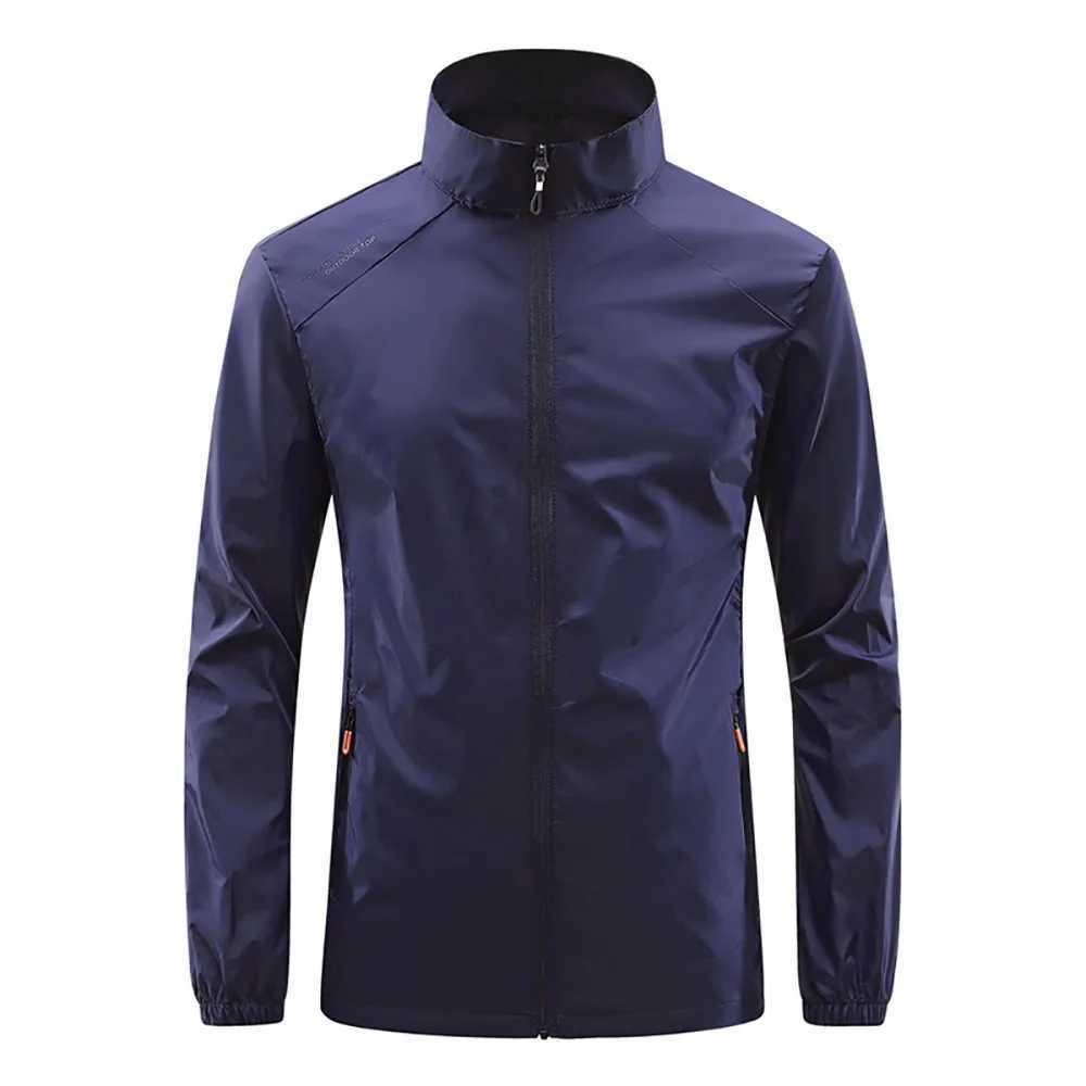 Summer New Mens Sun Protection Skin Coat Lightweight Breathable Ice Silk Stand Collar Sunscreen Jacket Outdoor Camping Jacket W250623