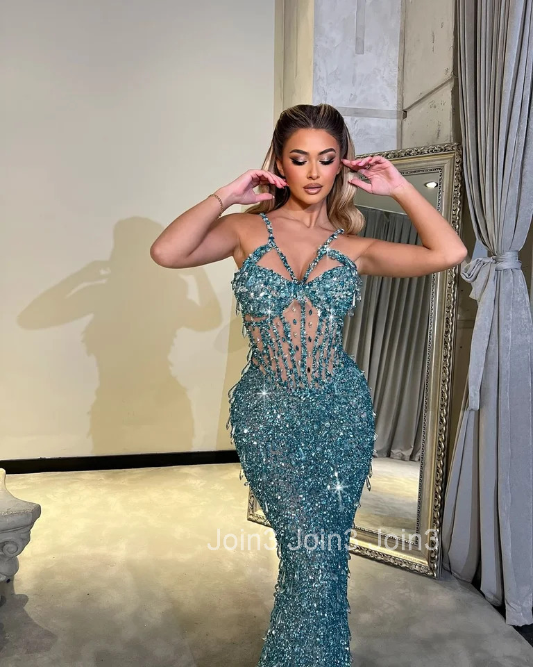 Bandage Sequin Dress with Crystal Embellishments Sexy Backless Glitter Evening Gown for Women Slim Fit Party Dress