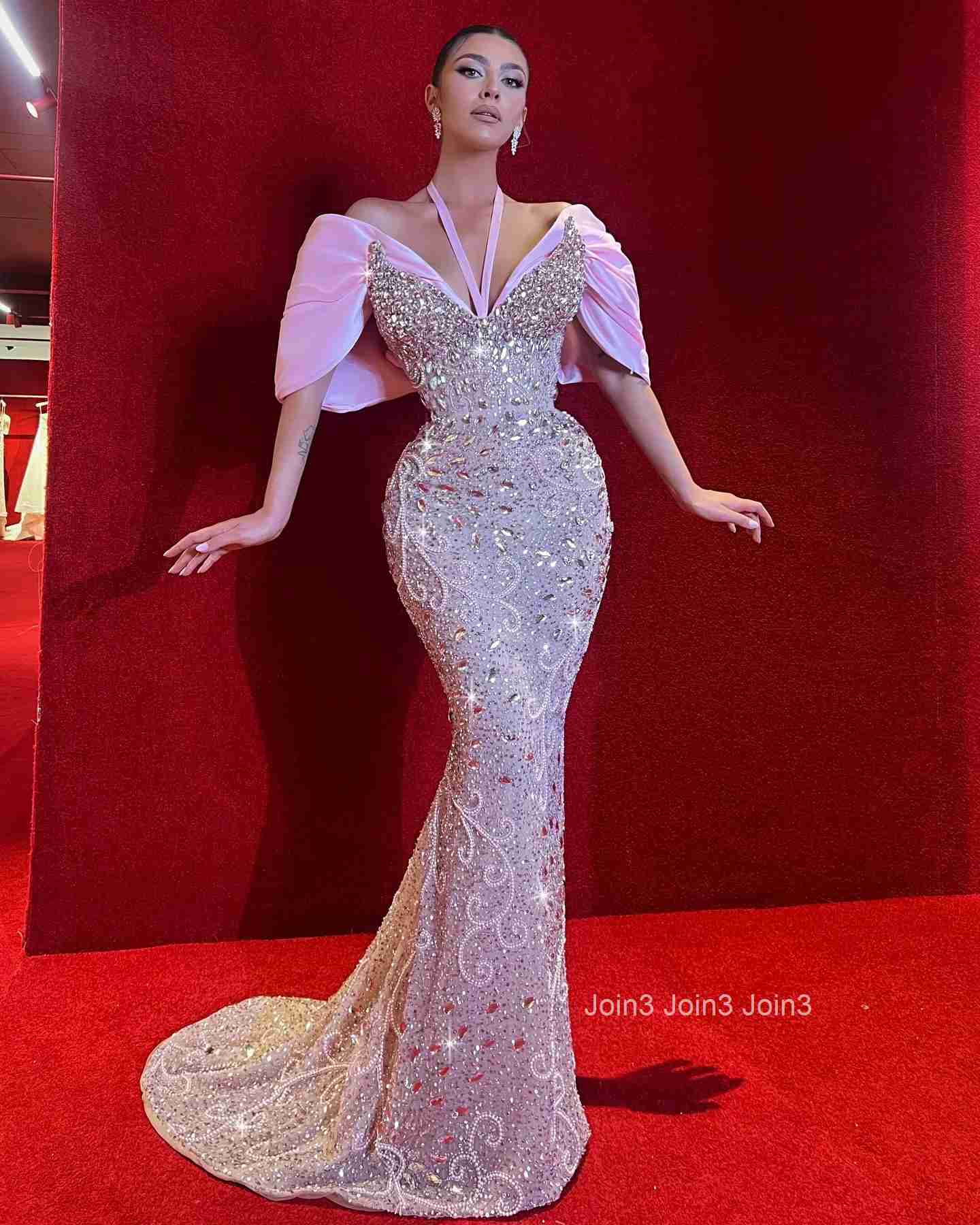 Womens Violet Bandage Dress Sequin Sequins Short Sleeve Halter Off The Shoulder V-Neck Mermaid Evening Gown Formal Party Wear