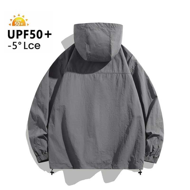 UPF50+ Anti-UV Summer Men Skin Jacket Coats Breathable Quick Dry Light Thin Sunscreen Windbreaker Hooded Trendy Hunting Clothes W250623