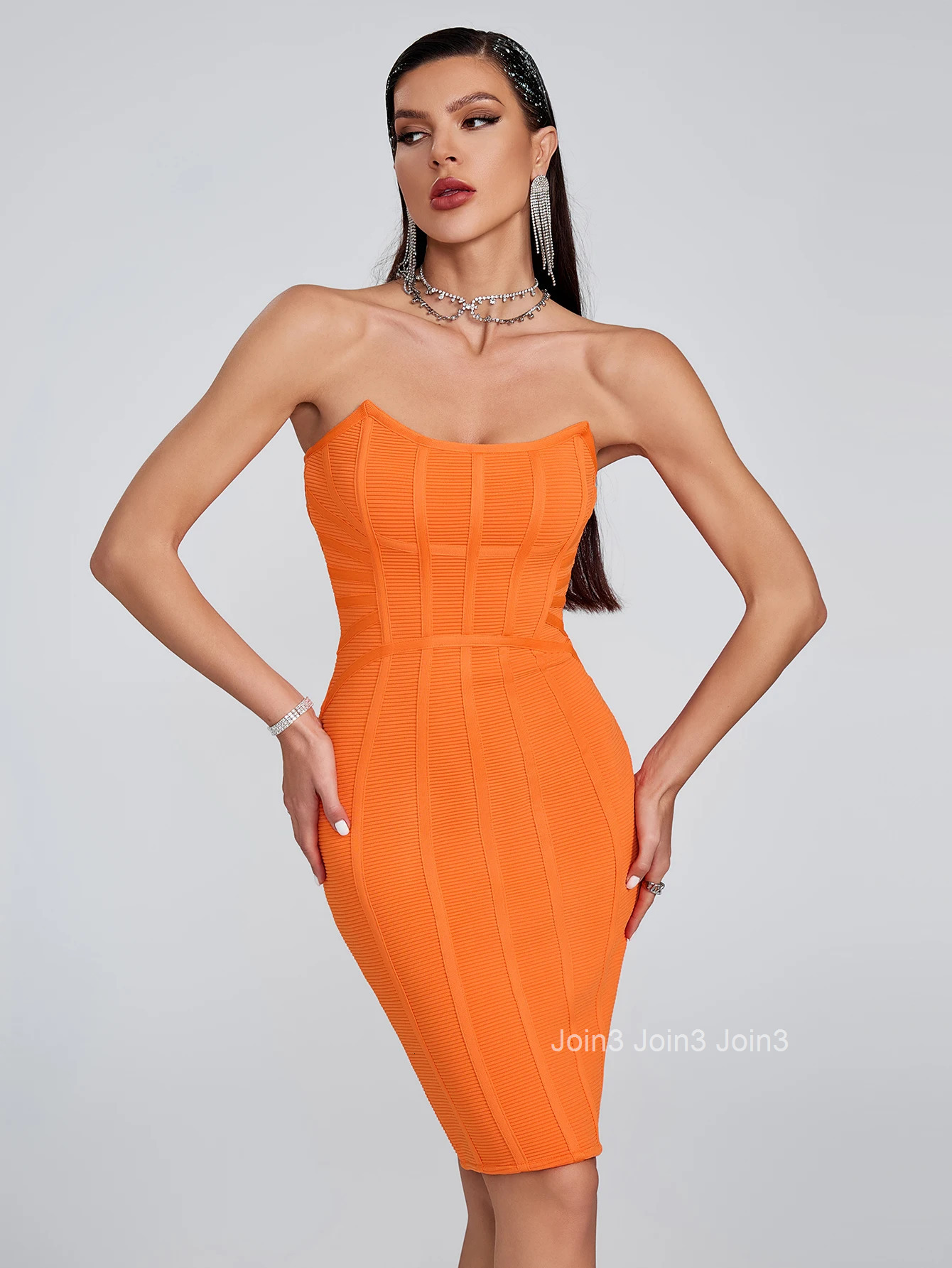 Autumn New Fashion Strapless Bandage Dress For Women Elegant Sleeveless Backless Casual Simple Wear Knitting Stretch Vestidos