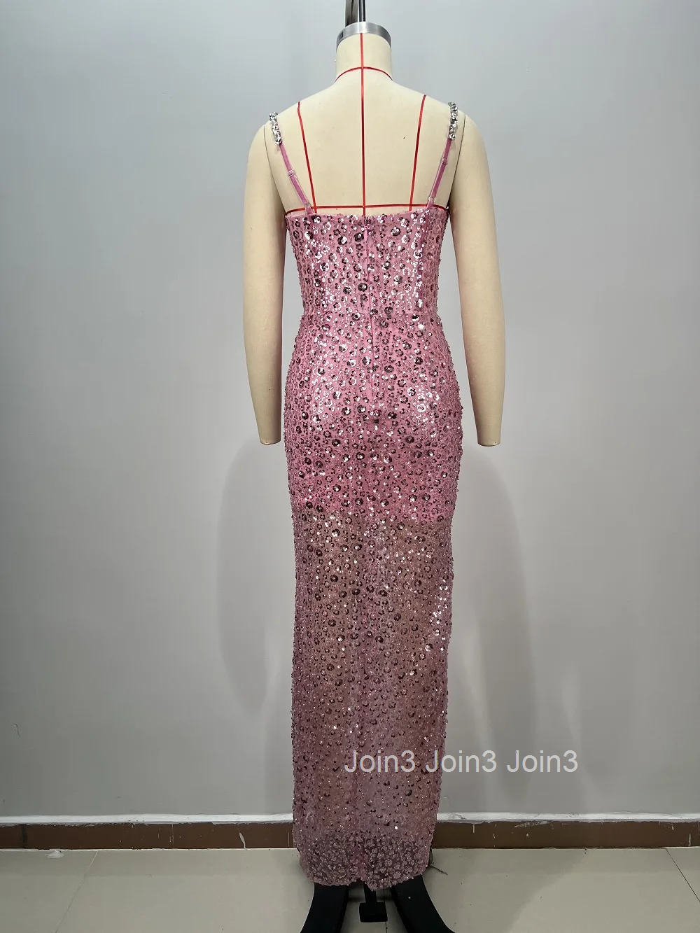 Newest Pink Strapless Sling Dress Fashion Banquet Gown Diamonds Sequins Sexy Backless Women Elegant Celebrity Wear 72h SHipment