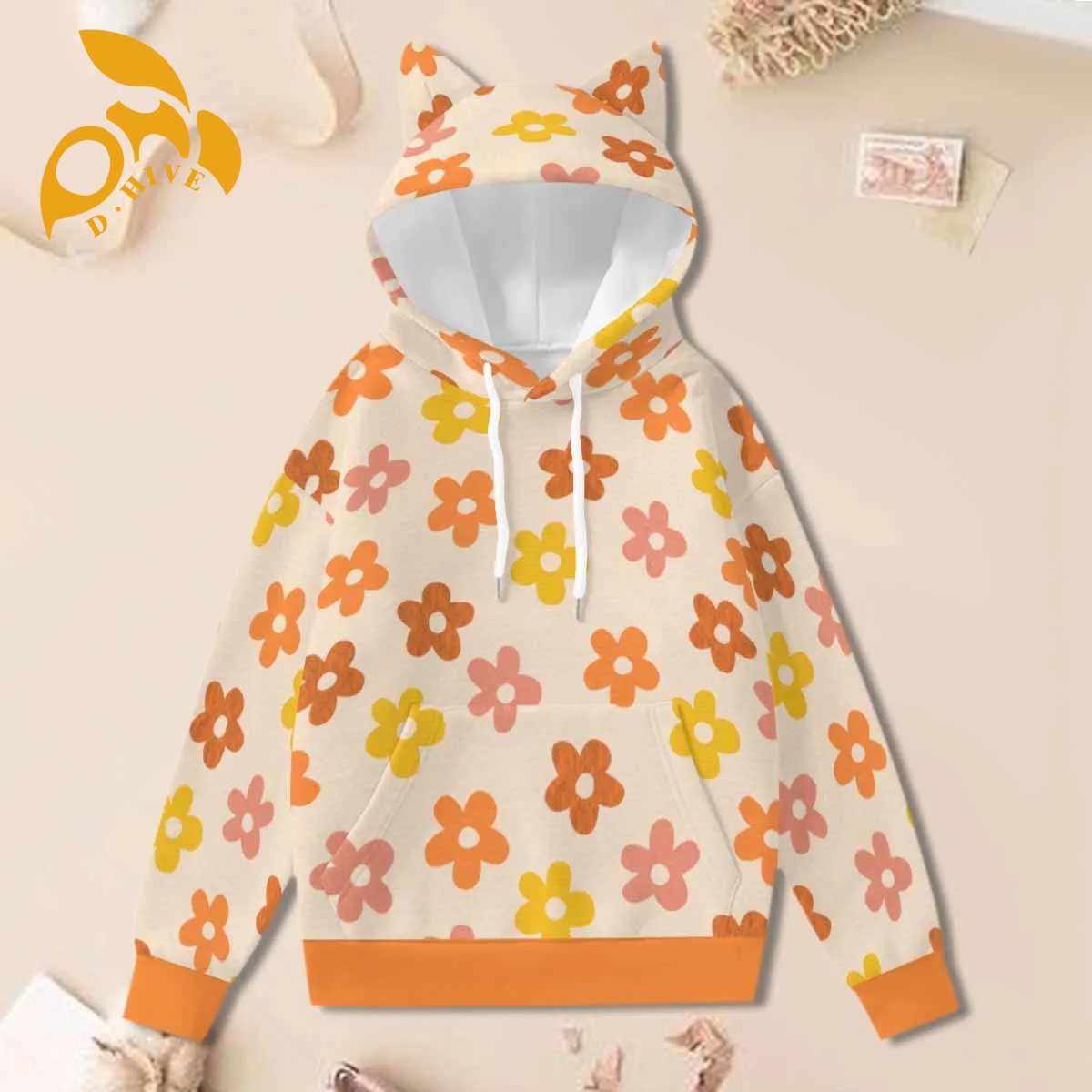 free shipping of customized fashionable Ladies' polyester cotton hooded pocket sweatshirt is suitable Cat ear decoration attractive