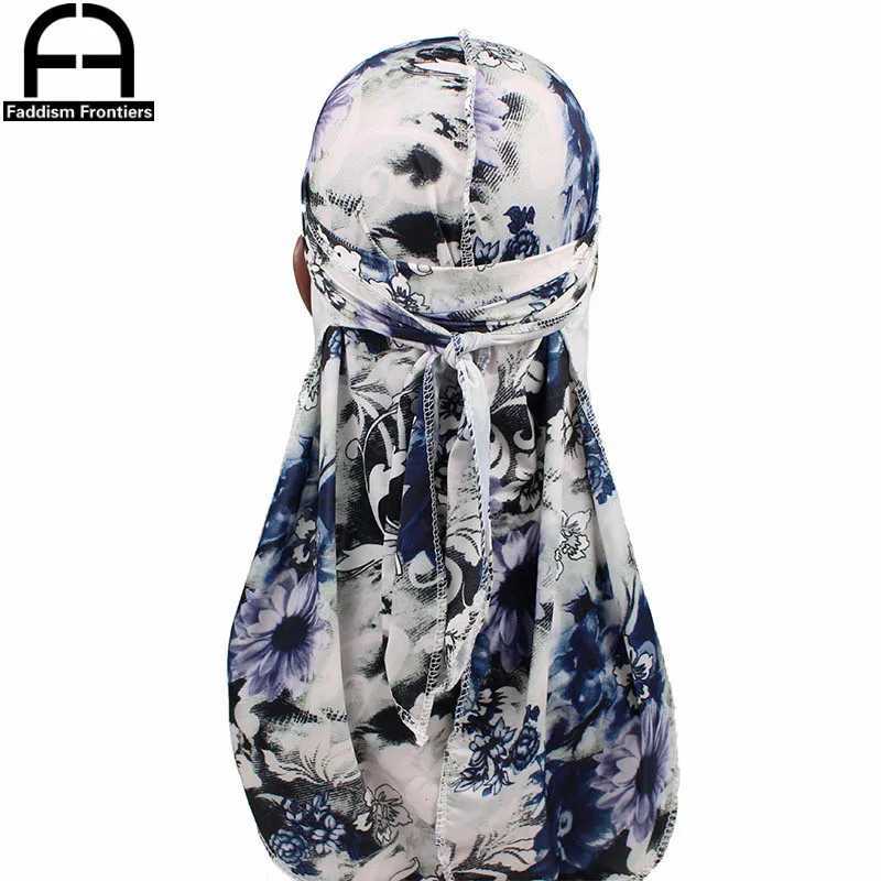 Fashion Mens Print Silky Durags Bandanas Turban Headband Silk Men DuRag Floral Waves Caps Turban Headwear Hair Accessories M250623