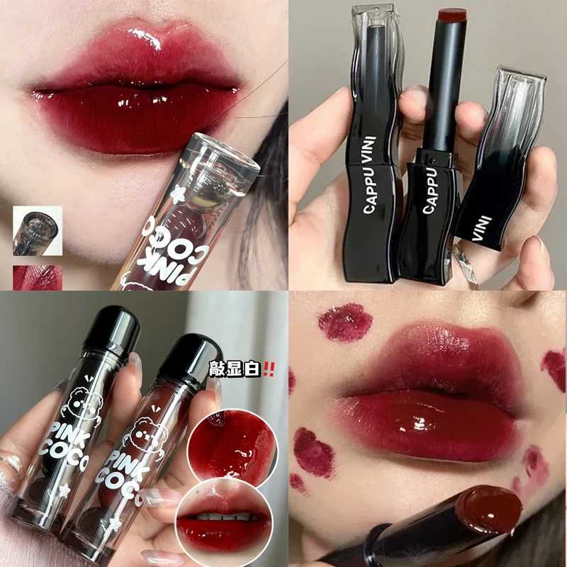 New Jelly Mirror Black Tube Lipstick Long Lasting Non-stick Cup Moisturize Water Light Lip Gloss Korean Lips Makeup Cosmetic 1pcXJ250623
