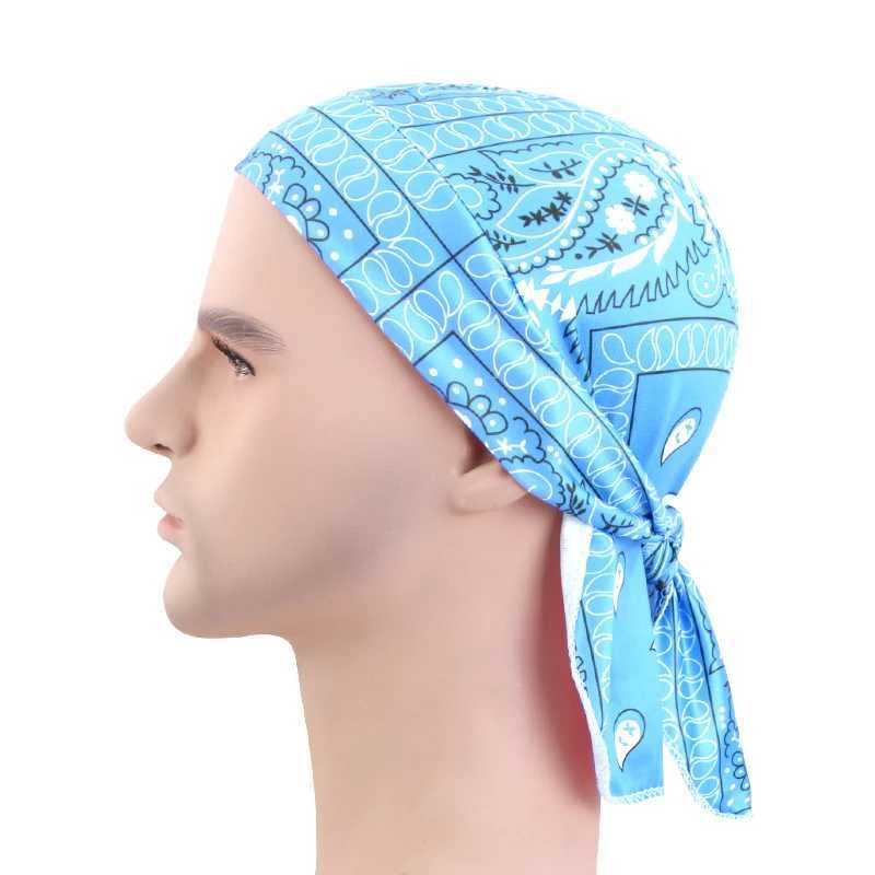 New Paisley Print Hip Hop Turban Cap Elastic Head Wraps Breathable Casual Durags Candy Color Durag Unisex Bandana Pirate Hats M250623
