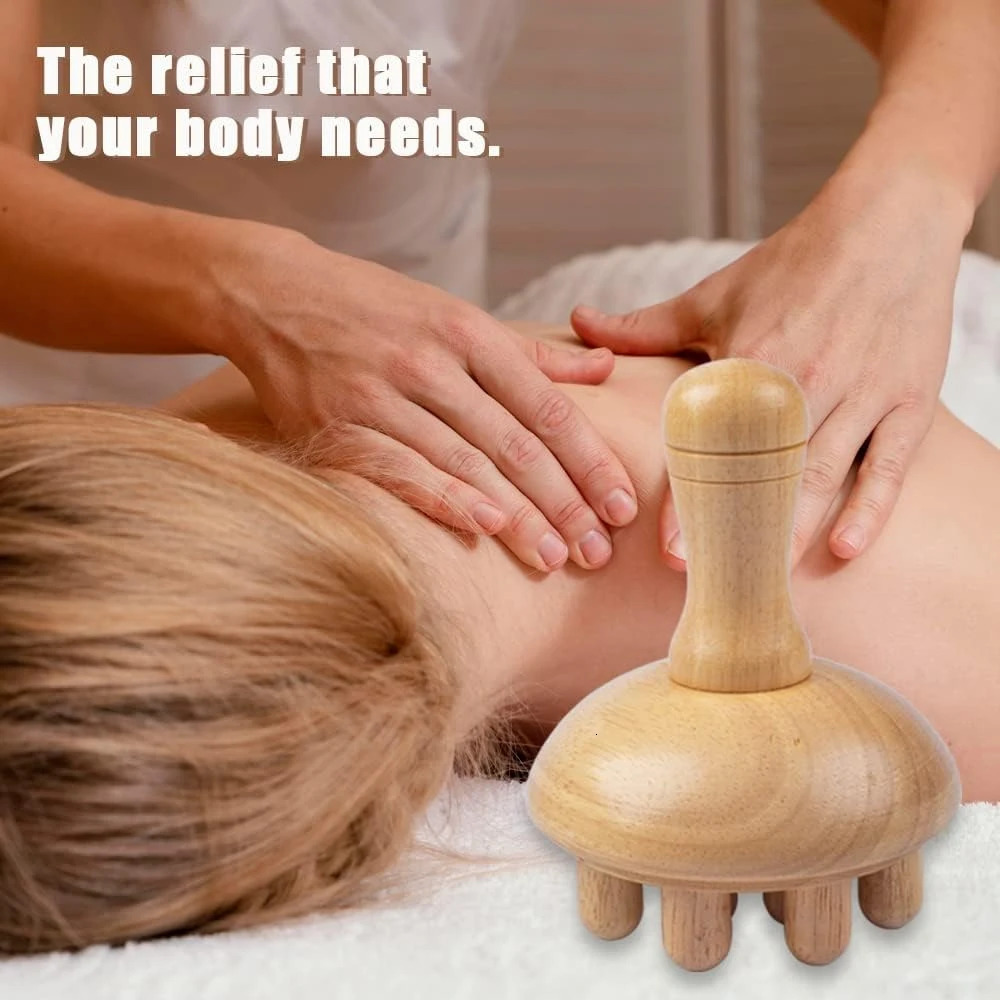 Wooden Mushroom Shape MassageManual Wood Therapy Massage ToolAnti CelluliteMaderoterapiaLymphatic Drainagefor Full Body Use 250619