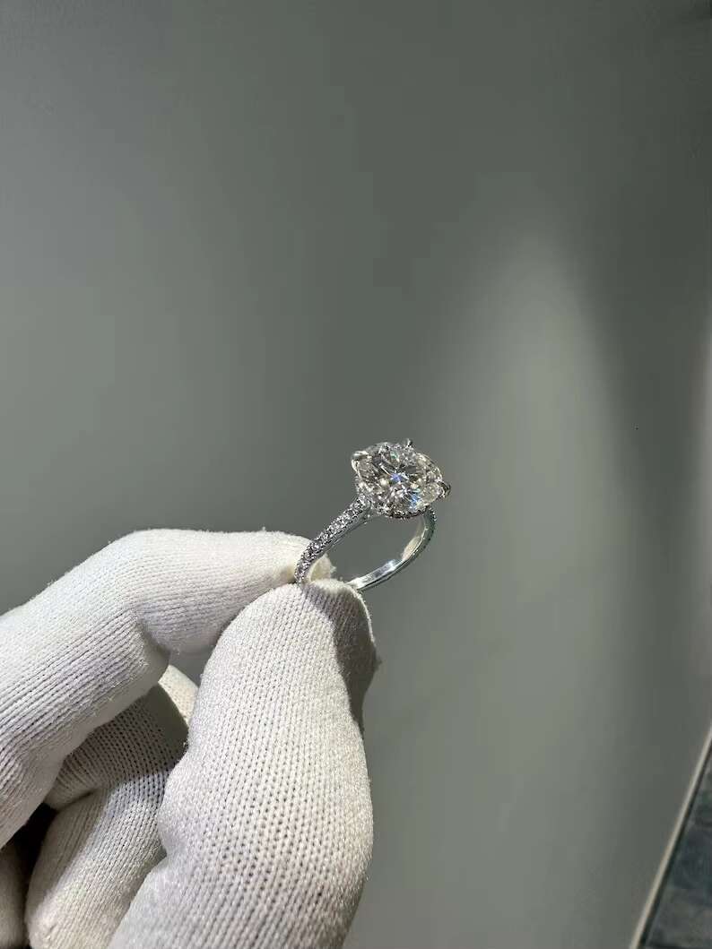 Natural Moissanite Diamond 14K Gold Ring Moissanite Diamond Helo 14K Solid Gold Ring Woman Engagement Gift