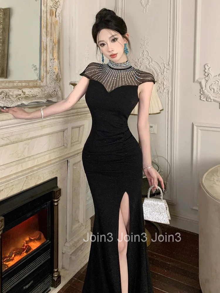 Women Clothes Black Shiny Sheer Sexy Short Sleeve Skinny Maxi Long Dress Elegant Luxury Fashion Party Club Prom Vestido Robe New