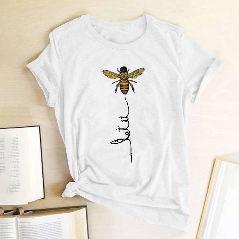 2020 Bee Print Casual Short Sleeve Loose Women's T-Shirt Summer Top B5