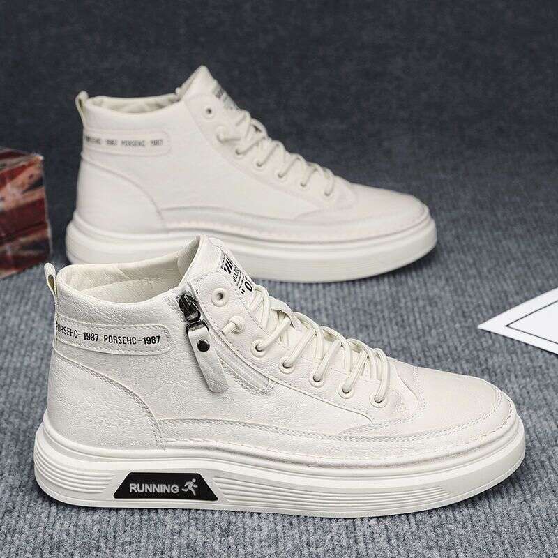 Autumn New Breathable new High-Top Chef Men's Leather Versatile Waterproof Non-Slip Work Casual Shoes