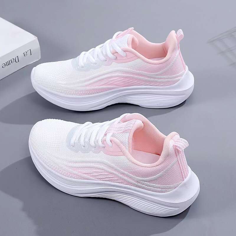 Women's Spring Simple Mesh Breathable Lightweight Running Student Fashion Soft Sole Casual Sports Shoes Live Broadcast
