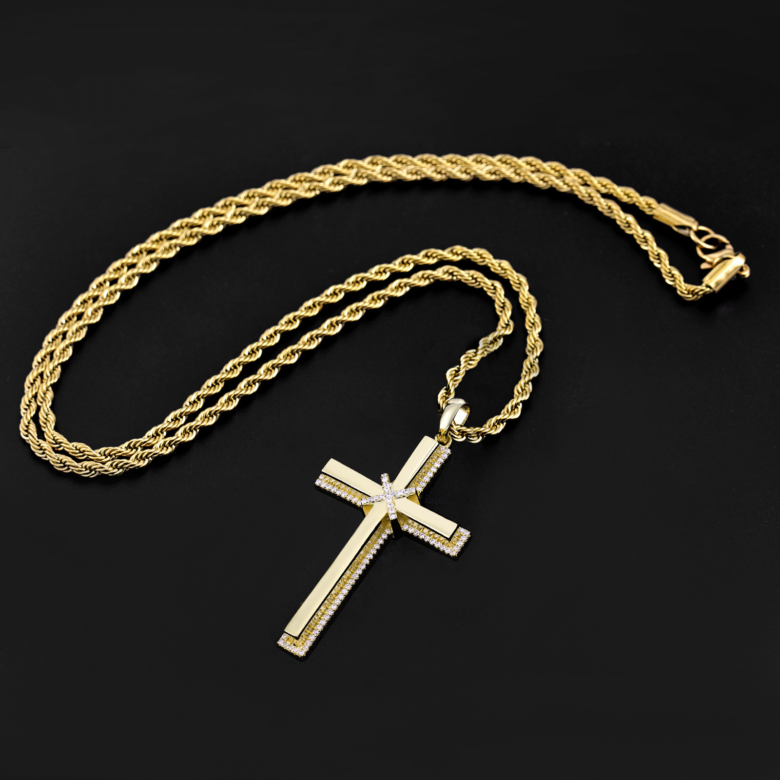 Luxury Moissanite Full Iced Out Cross Pendant Hip Hop Light Luxury Personalized Premium Versatile Necklace Pass the diamond tester