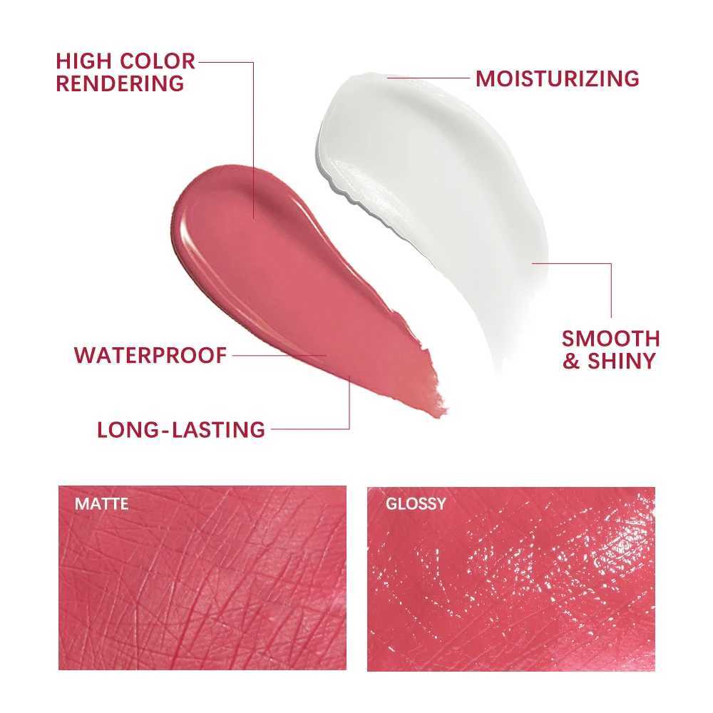 2pcs Lipstick Matte Lip Gloss Sexy Long Lasting Velvet Liquid Lip Makeup Women Beauty Red Nonstick Cup Waterproof Lip Gloss XJ250623