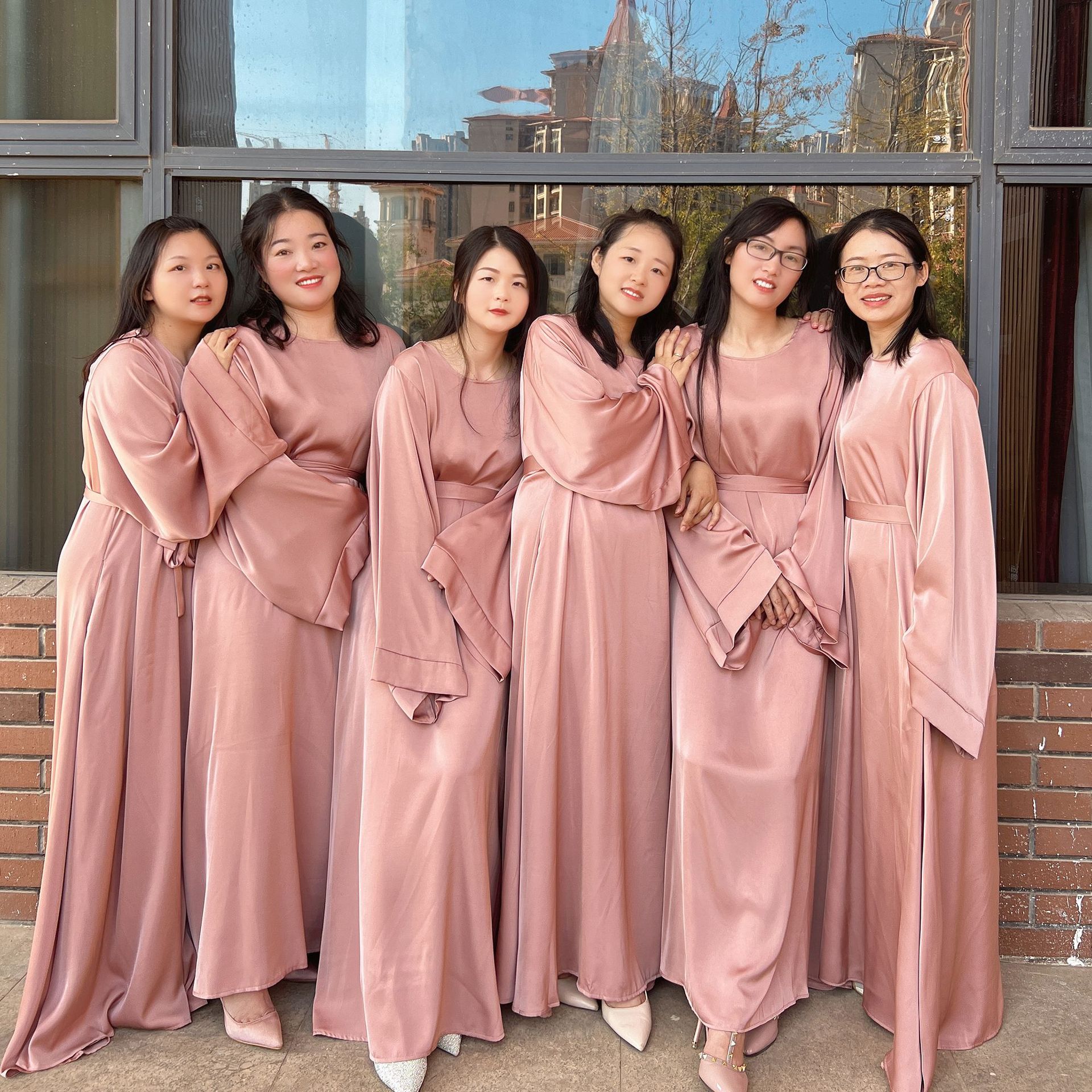 PLD220 Women's simple temperament solid color wedding bridesmaid dress evening gown robe dress