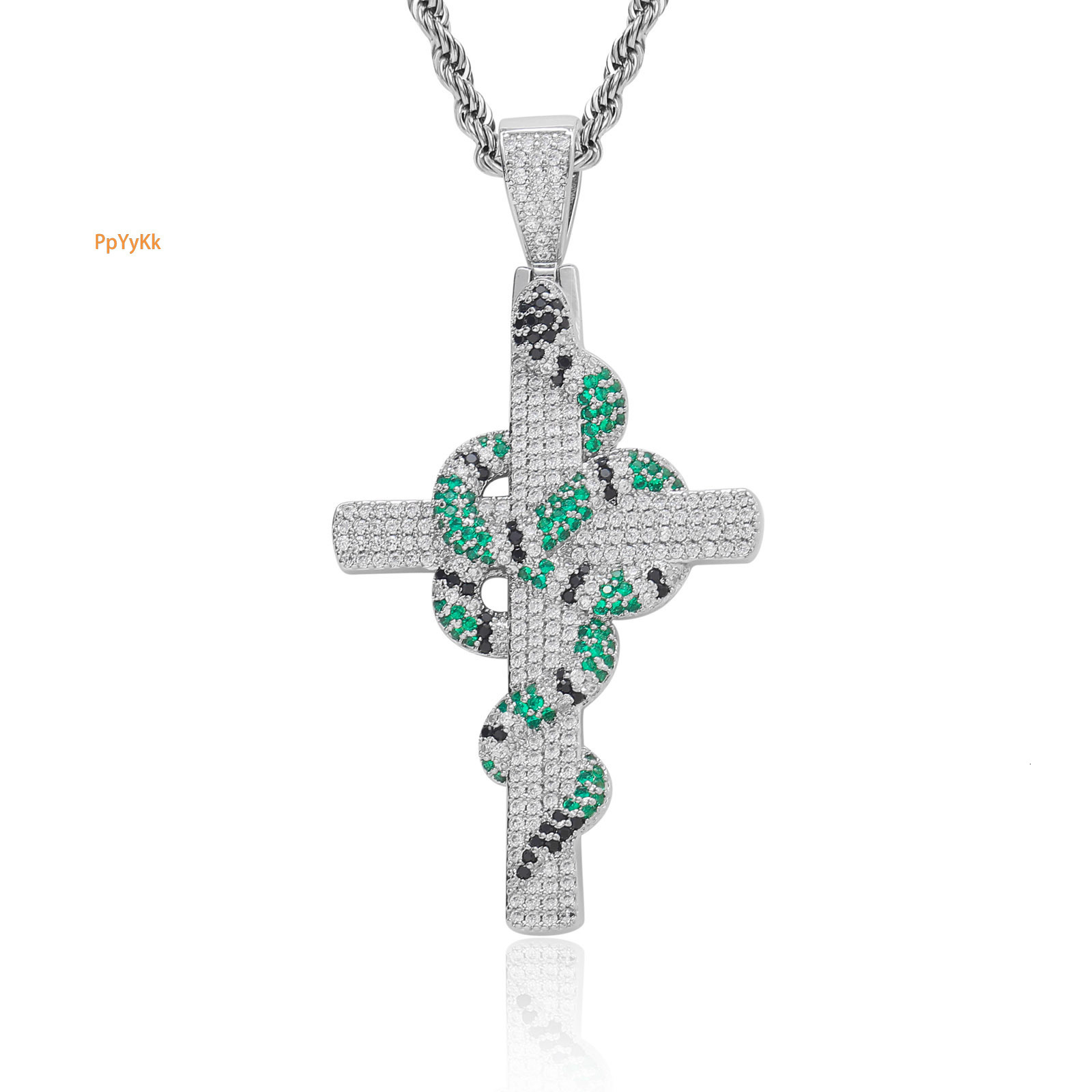 Luxury Moissanite Jewelry Cross Snake Pendant Creative Diamond Studded Hip Hop Accessory Pass the diamond tester