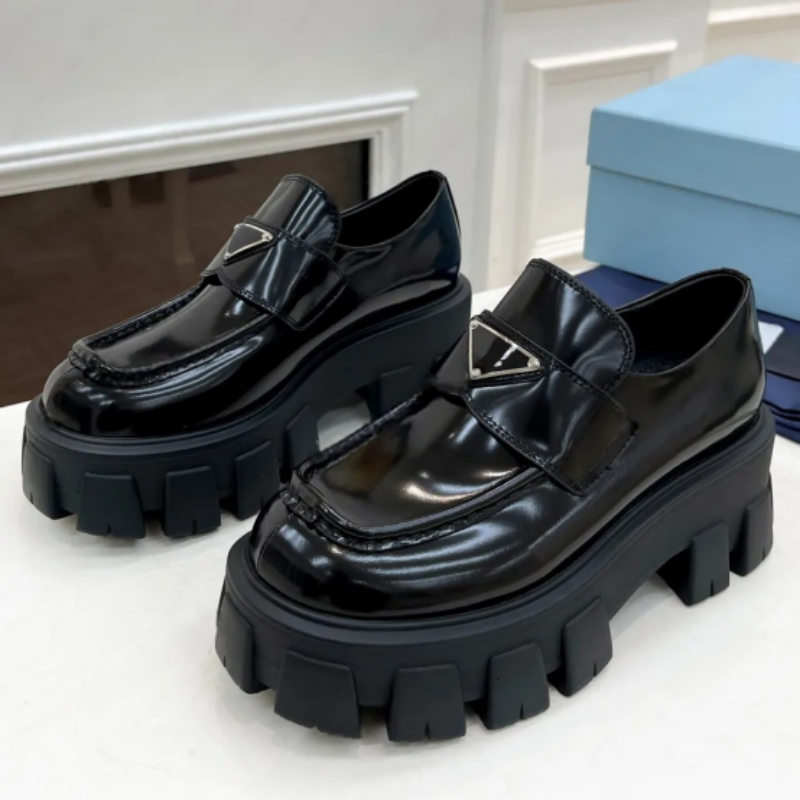 Loafers Designer shoes monolith leather Casual Shoes women loafer shoes Cowhide Sneakers Oxford Chunky Sneaker Matte lug sole platfrom shoes 35-45