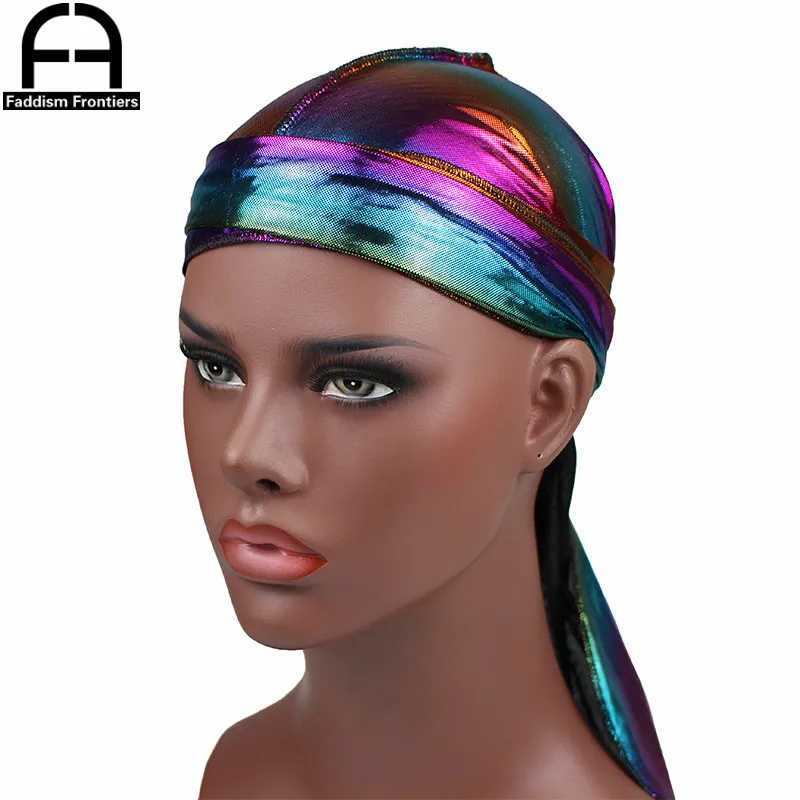Mens Colorful Sparkly Durags Turban Bandanas Men Shiny Silky Durag Headwear Headband Hair Cover Accessories Wave Caps Rags Hat M250623