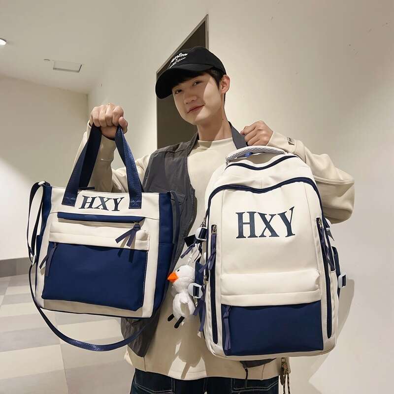 New Zipper Nylon Fabric Printed Large Capacity Backpack Single Shoulder Outdoor Practical Simple Elegant Trendy Versatile Bag