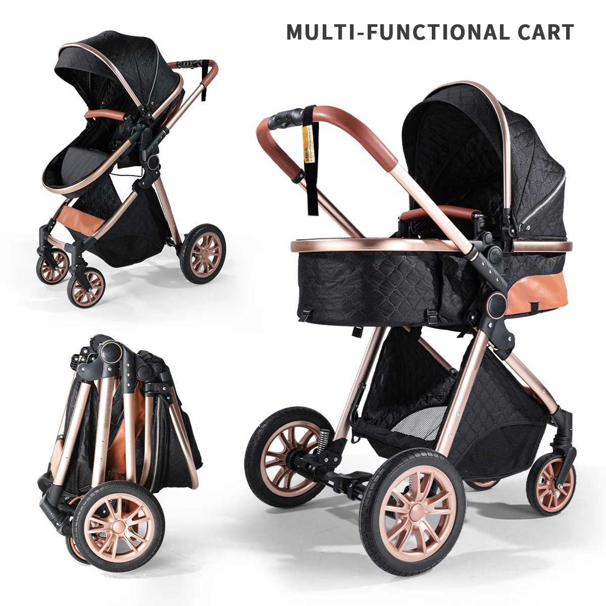 High landscape stroller foldable stroller that can be pushed in both directions metal frame and adjustable seatsXJ250623