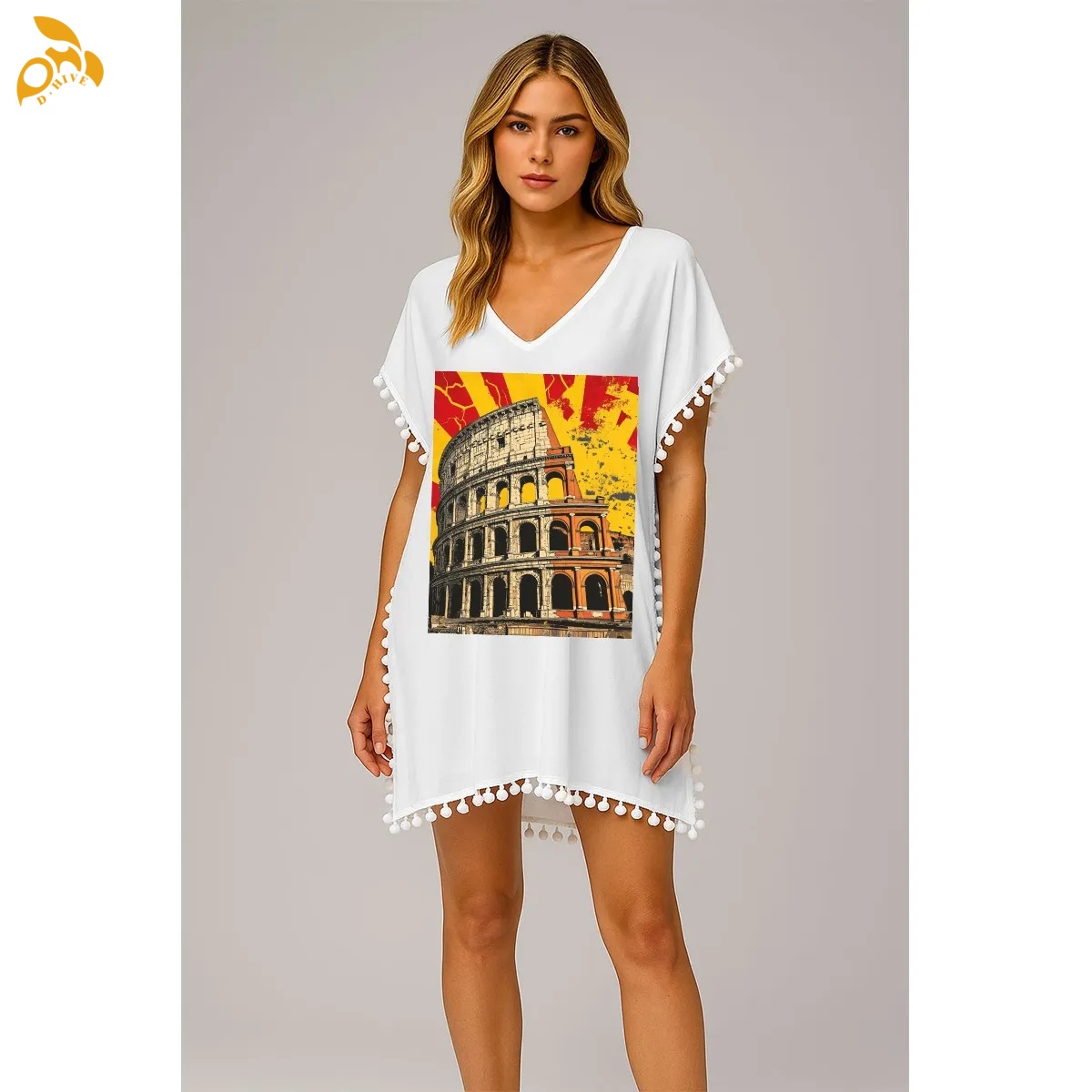 free shipping of customized fashionable American women's chiffon beach blouse 80GSM DTF with exquisite patterns from US