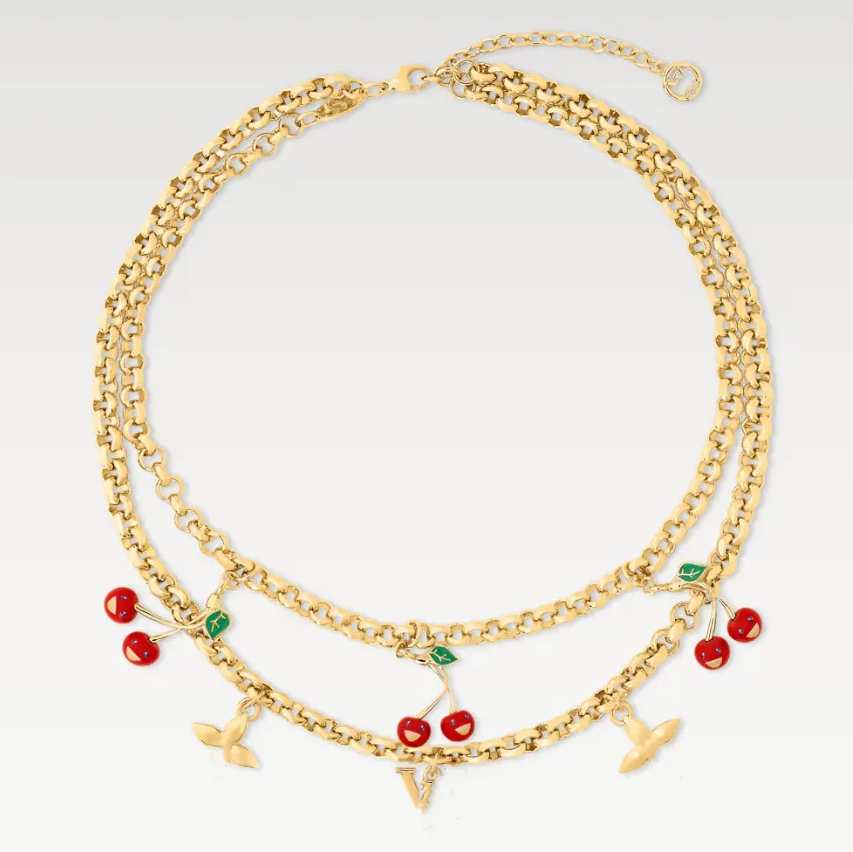 Newest Luxury Cherry Earrings Cherry Bracelets Cherry Necklaces 18K Gold Plated For Girls Party Wedding Gifts Charm Jewelry