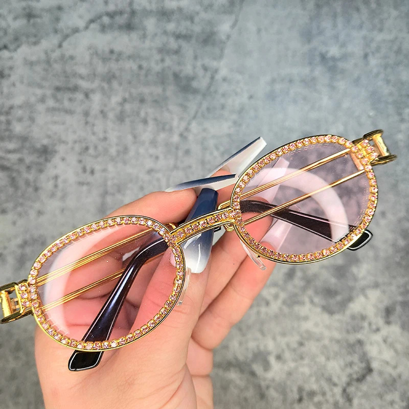 Round Steampunk Small Blingbling Sunglasses For Women Men Diamond Gradient Gothic Sunglasses Men Feminino 250617
