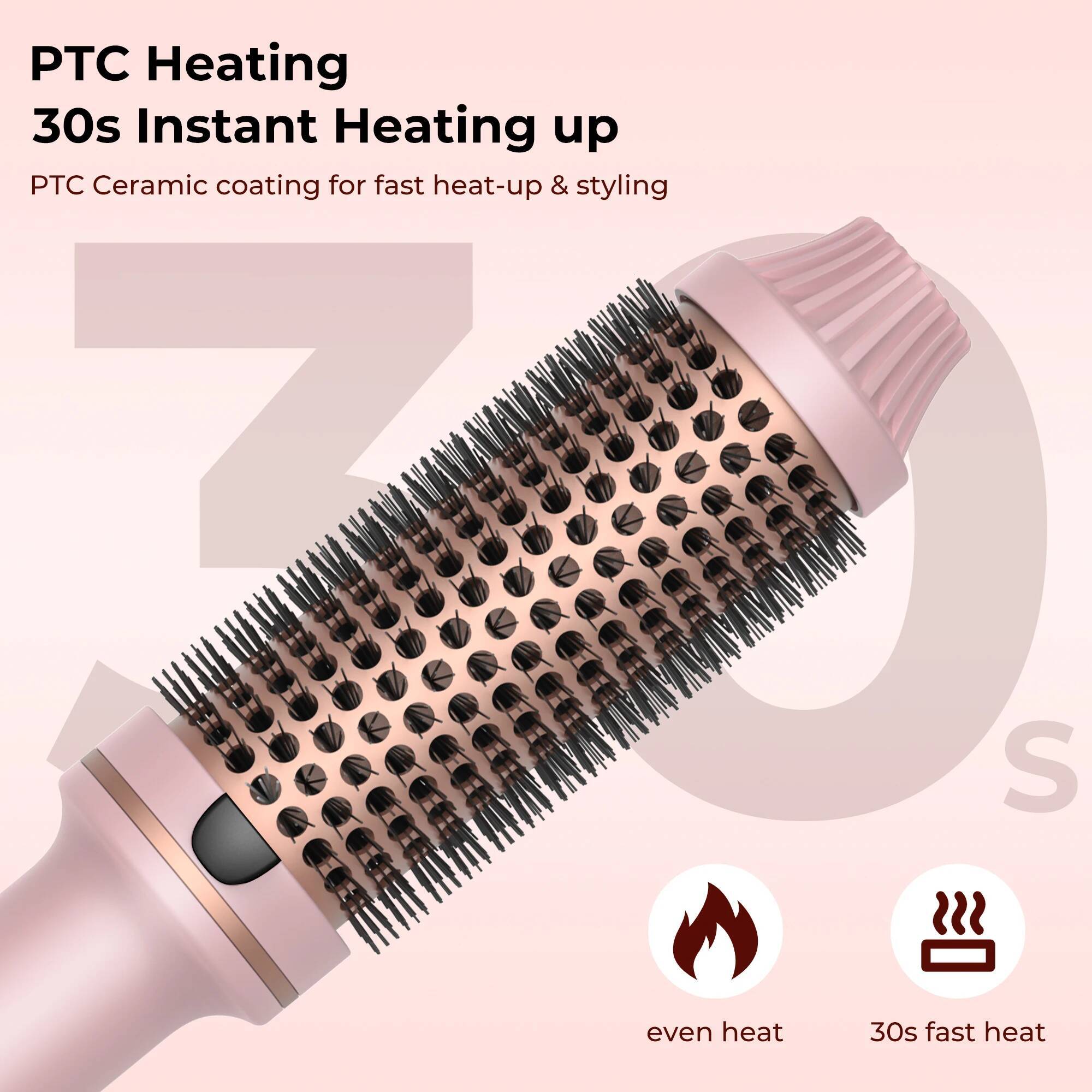 Curling Iron PTC Heated Thermal Ceramic Curler Hot Create Loose & Volume Curls Heating Hair Styling Brush