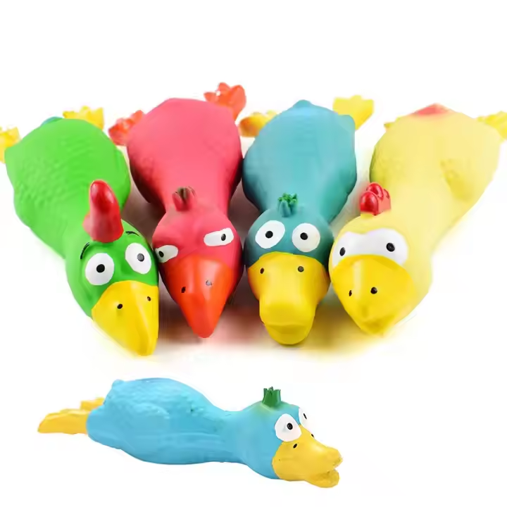 Rubber Squeaky Bird Dog Toys for Puppy Dogs Teeth Grinding Cleaning Training Interactive Chewing Dog Toys 4pcs/Pack