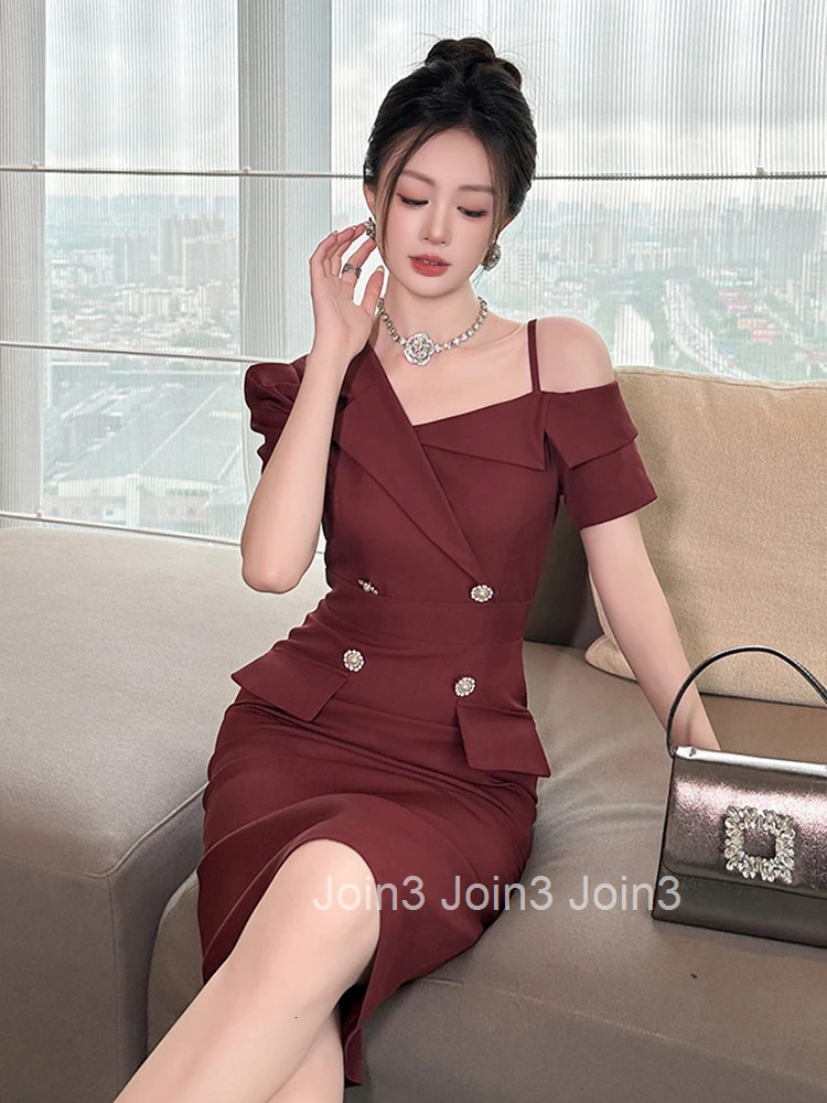 New Summer Fashion Formal Occasion Evening Dress Women Clothes Commute Elegant Lady Sexy Off-Shoulder Slim Midi Pencil Vestidos