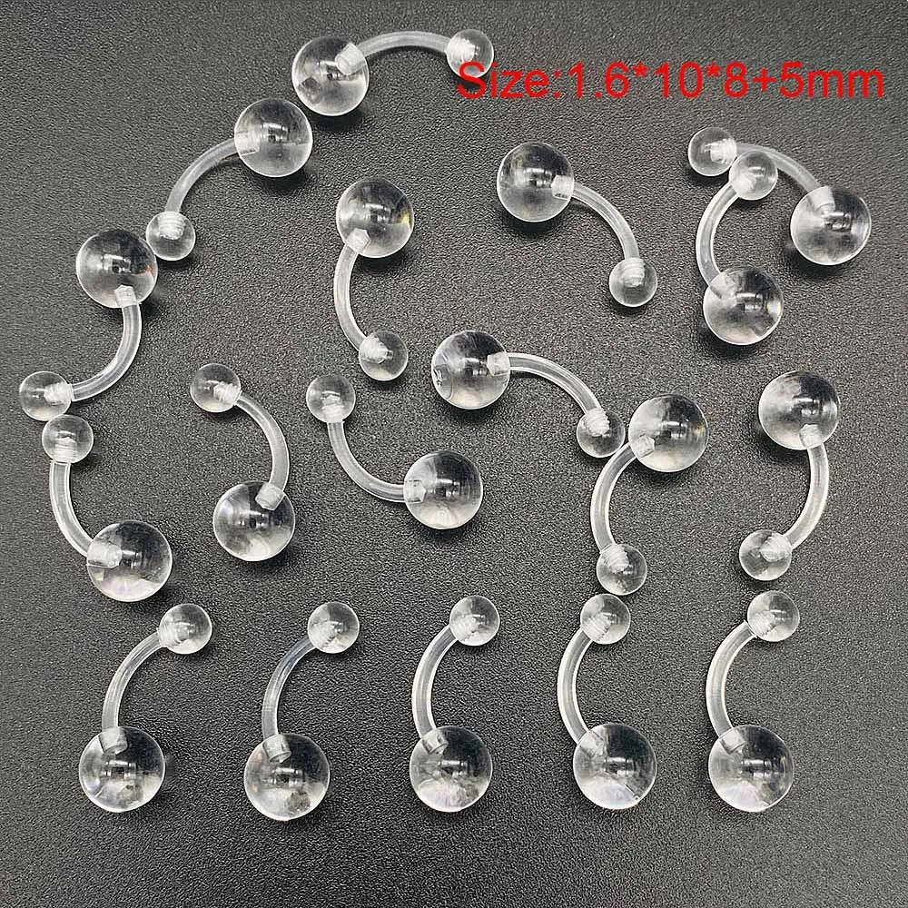 1060PcsSet Clear Piercing Lip Ear Nose Tongue Ring Ashion Transparent Acrylic Barbell Eyebrow Belly Body Jewelry 250613